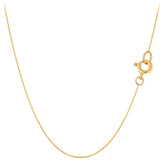 10k Yellow Solid Gold Mirror Box Chain Necklace, 0.45mm fine designer jewelry for men and women
